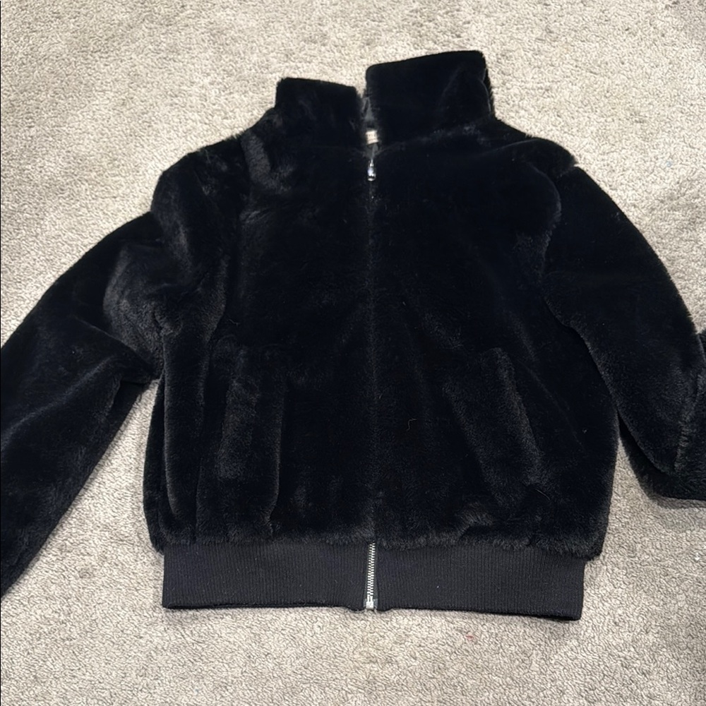 Active USA Black Bomber Jacket Luxurious Velvet Texture